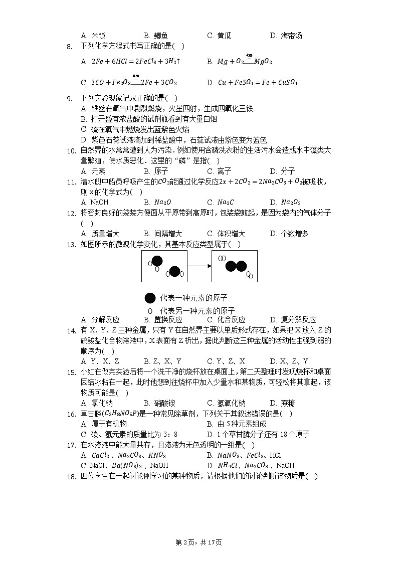 2020年湖南省邵阳市中考化学一模试卷02