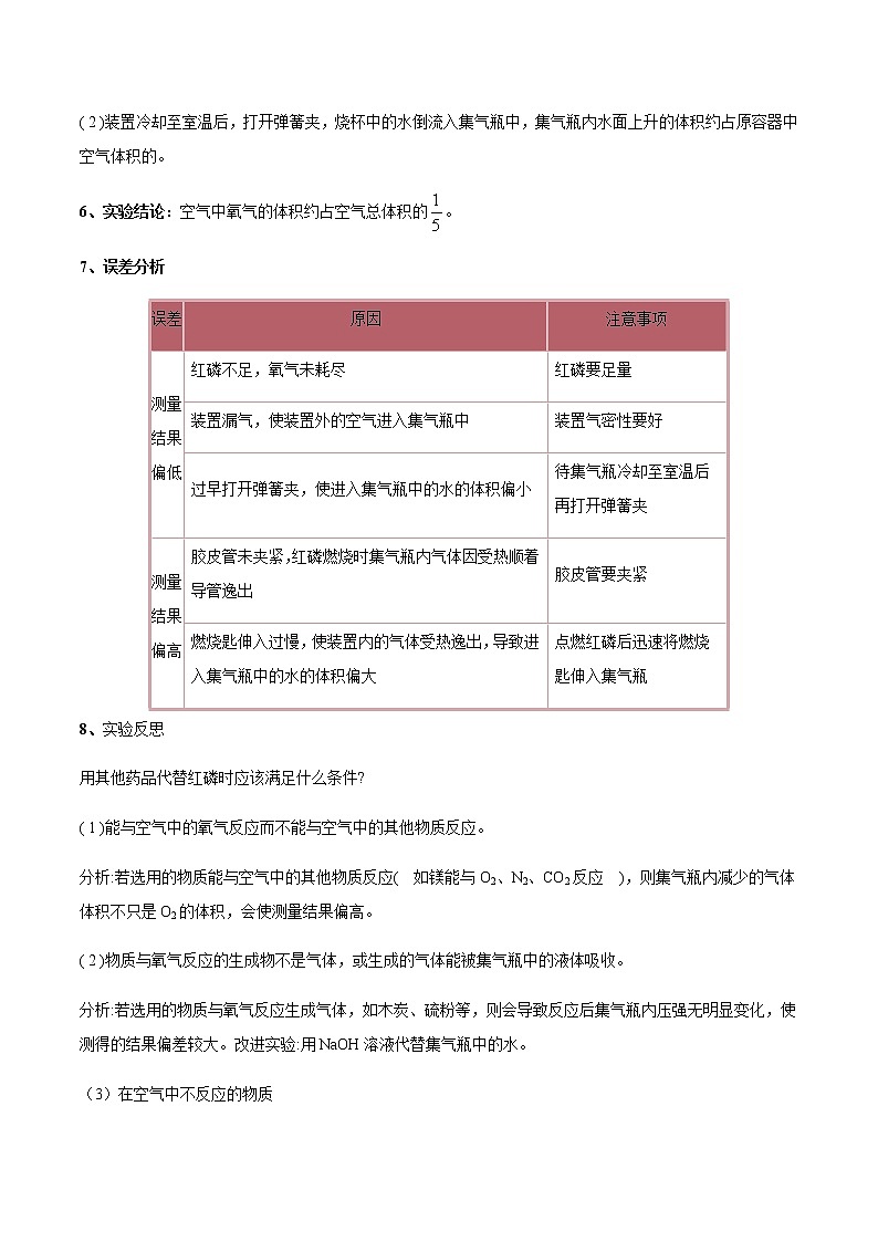中考化学总复习之专题一 空气中氧气含量的测定及氧气的制取-【敲重点】备战2020年中考化学一轮复习之核心考点透析（解析版）02