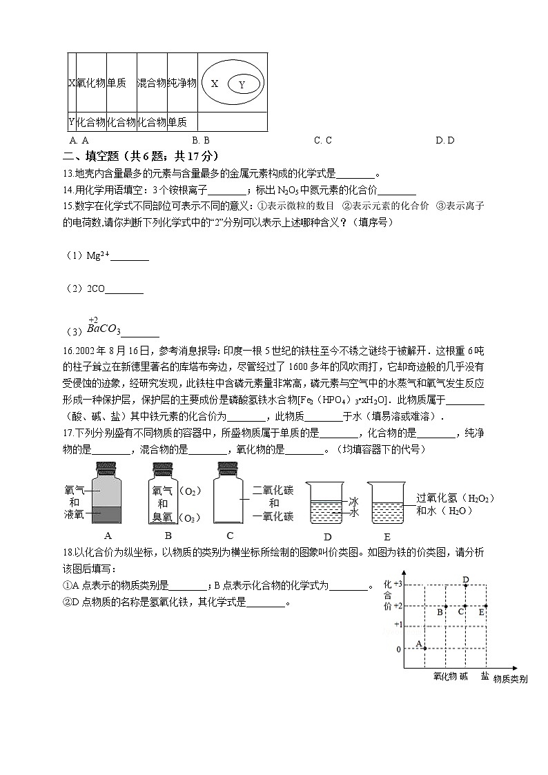 2019年初中化学中考复习 04 化合价及物质的简单分类第2页