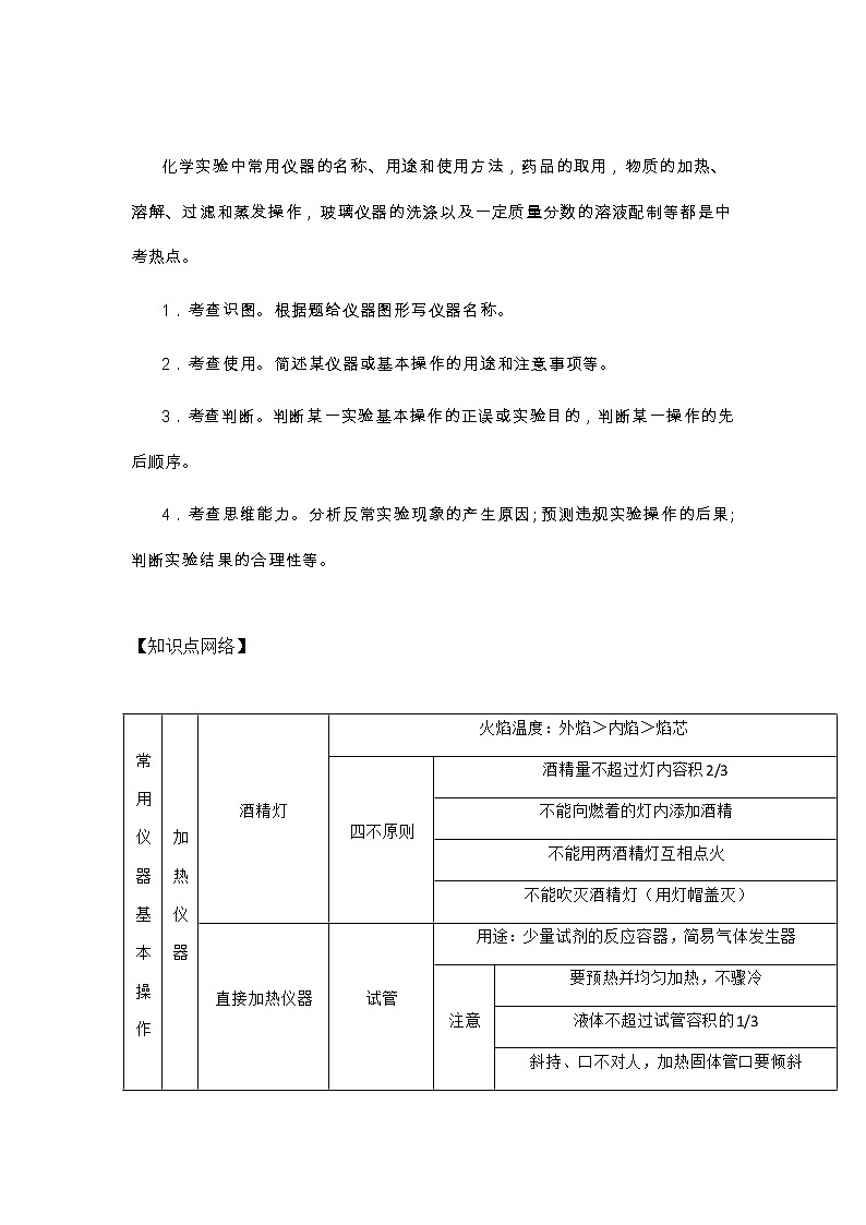 中考化学复习期末必备丨化学实验知识汇总，速度收藏！ 试卷01