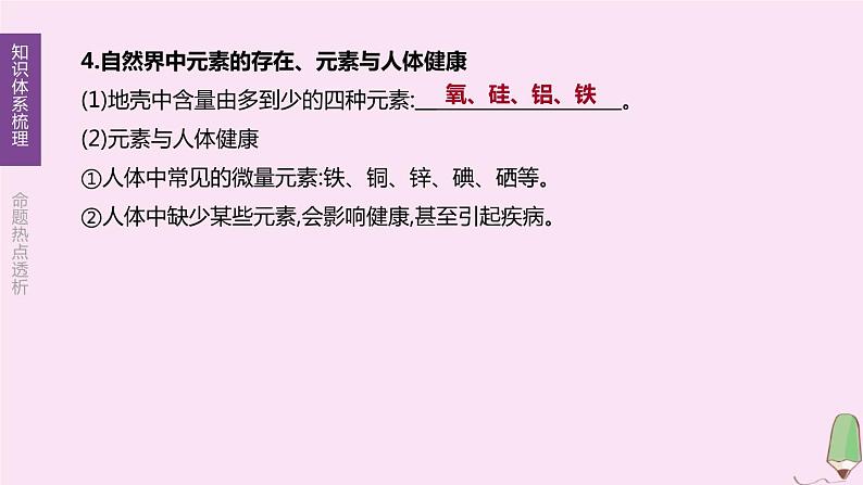 徐州专版2020中考化学复习方案第3章物质构成的奥秘第07课时元素物质的组成课件06