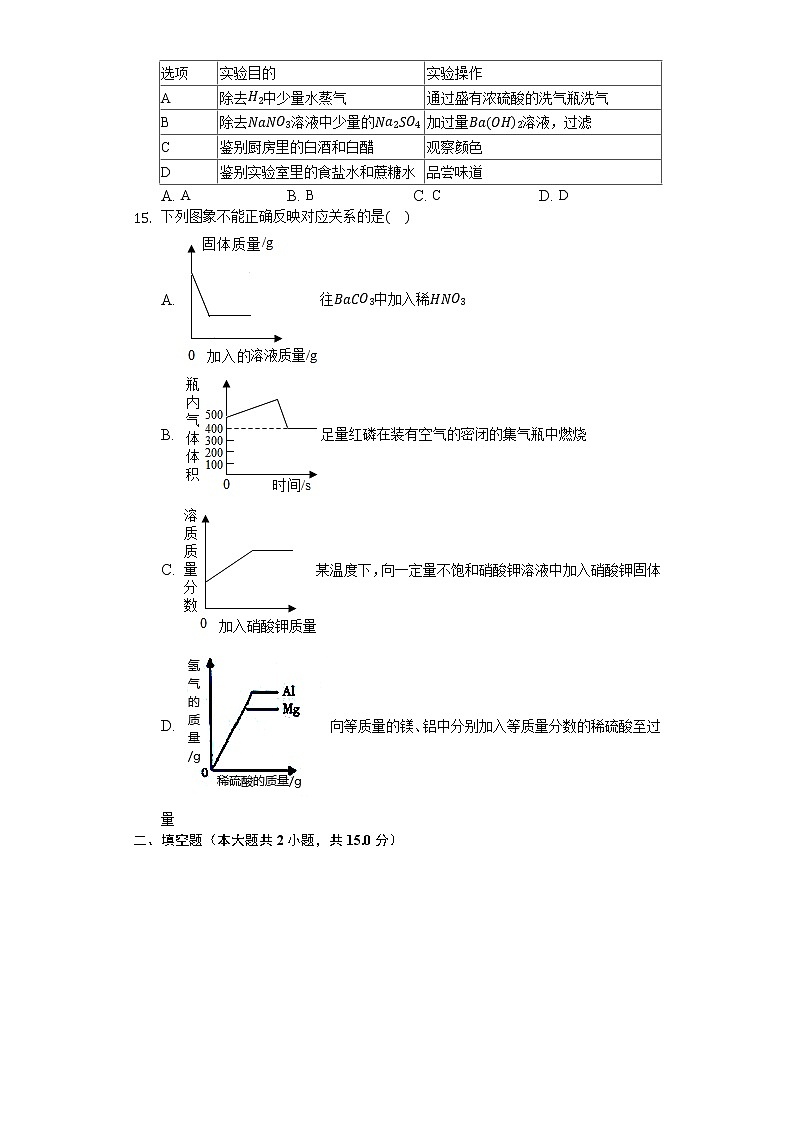 2020年广东省韶关市中考化学模拟试卷（6月份）03