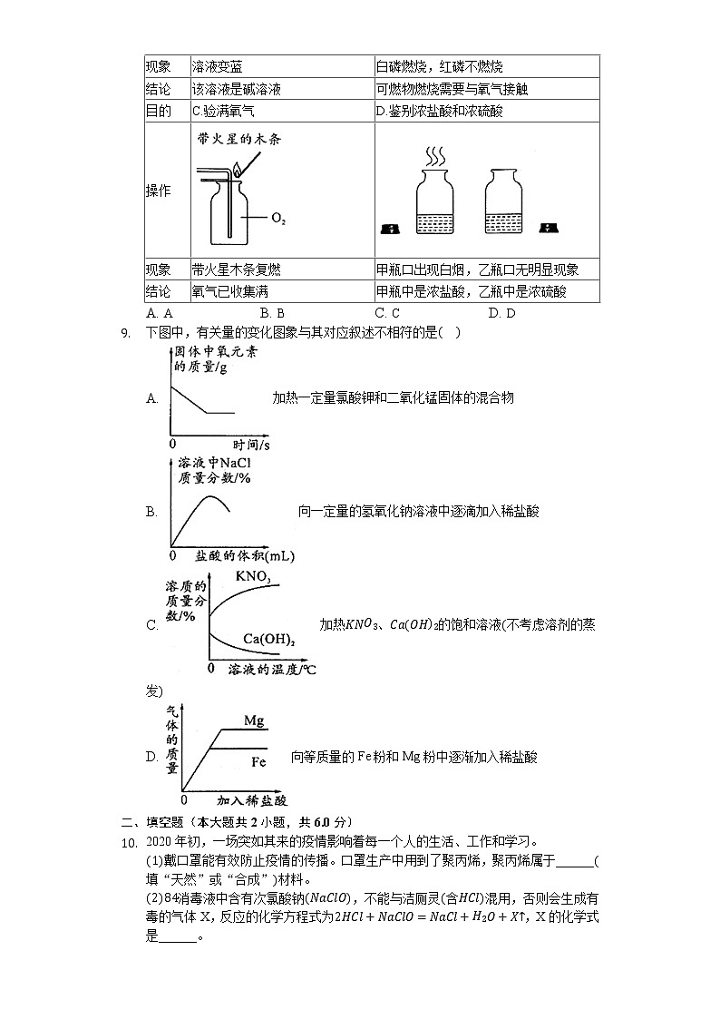 2020年陕西省西安市莲湖区五校中考化学模拟试卷（6月份）03