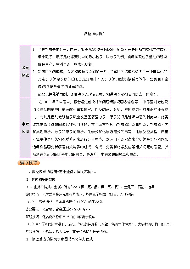 2020年中考化学考前冲刺（二） 试卷03