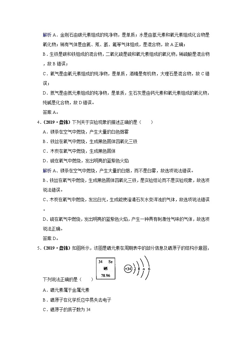 2019年辽宁省盘锦市中考化学试卷（含解析）02