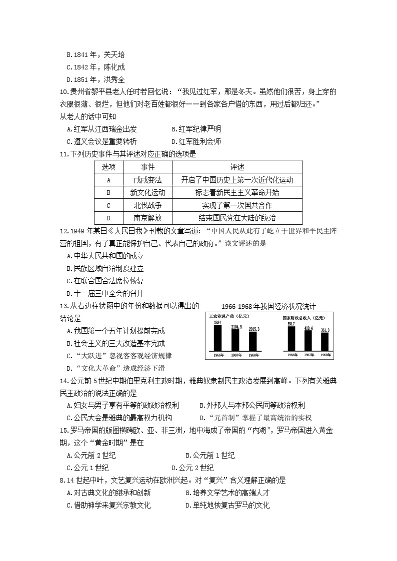 贵州黔西南2020年中考历史真题试卷第2页