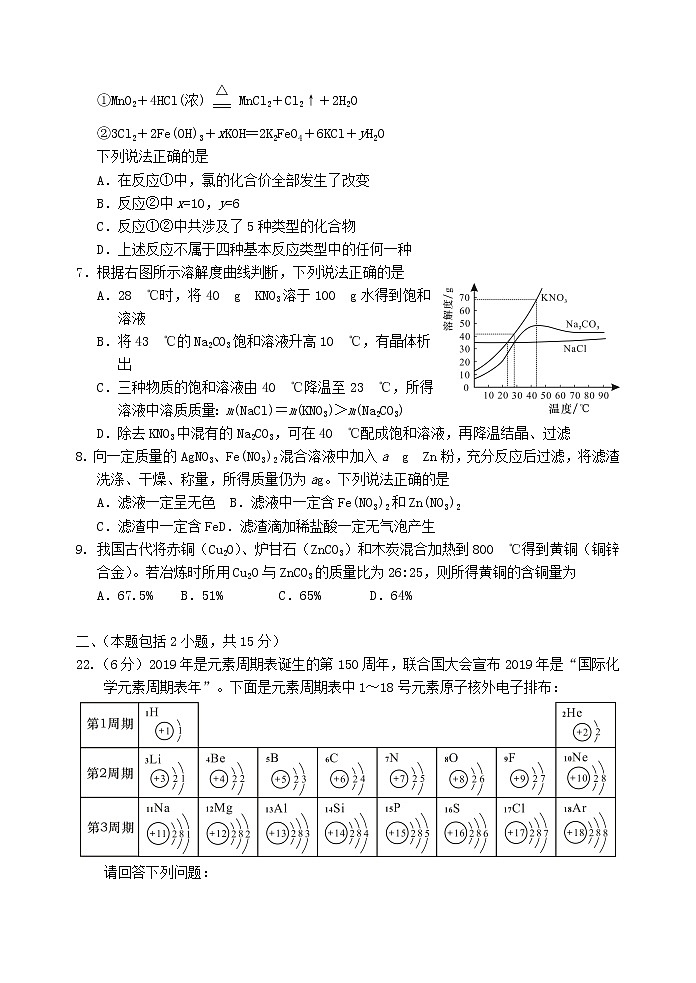 四川省绵阳市2019年中考化学真题试题02
