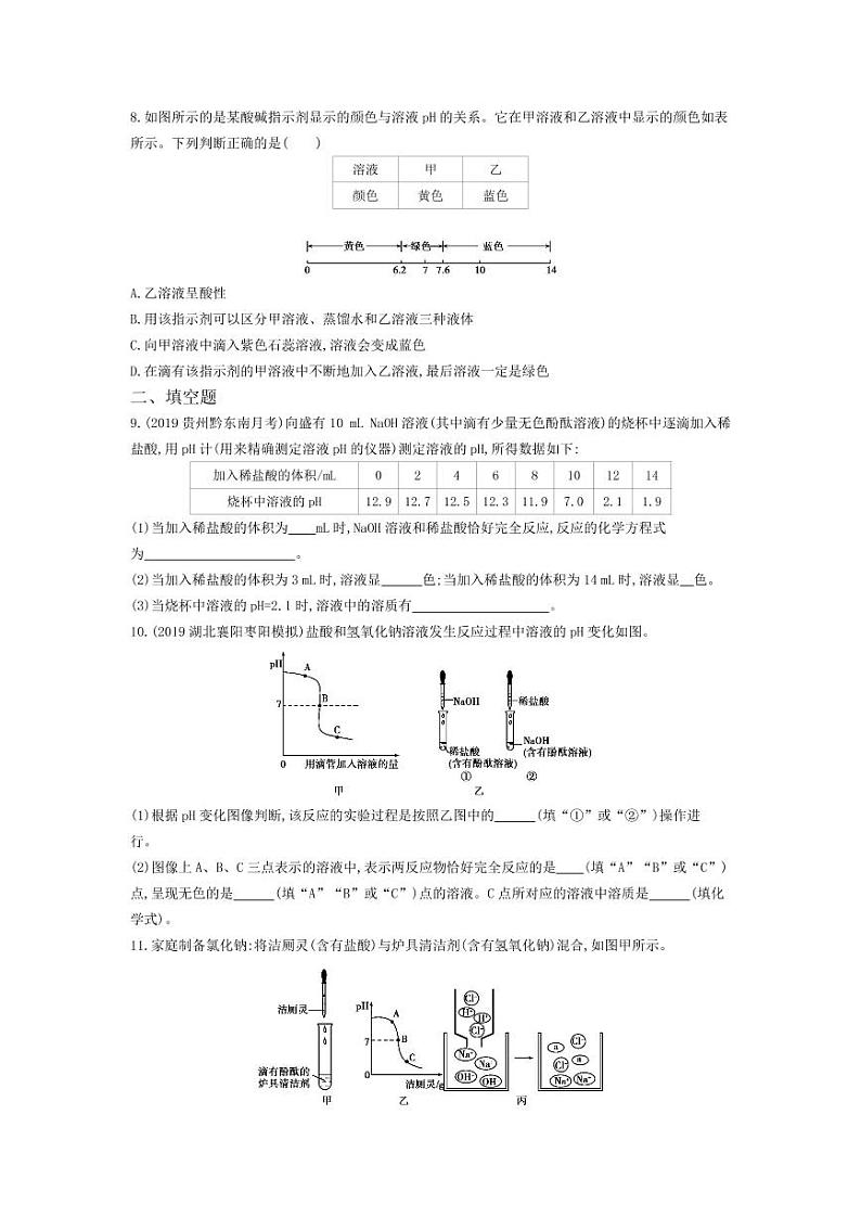 九年级化学下册第十单元酸和碱课题2酸和碱的中和反应第2课时溶液的酸碱度课堂练习（pdf，含解析）（新版）新人教版02