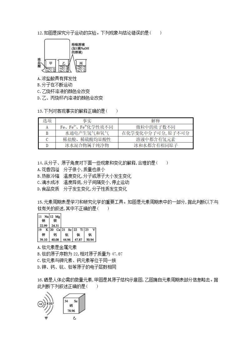 2021年中考化学一轮复习同步检测《物质构成的奥秘》（含答案解析）03