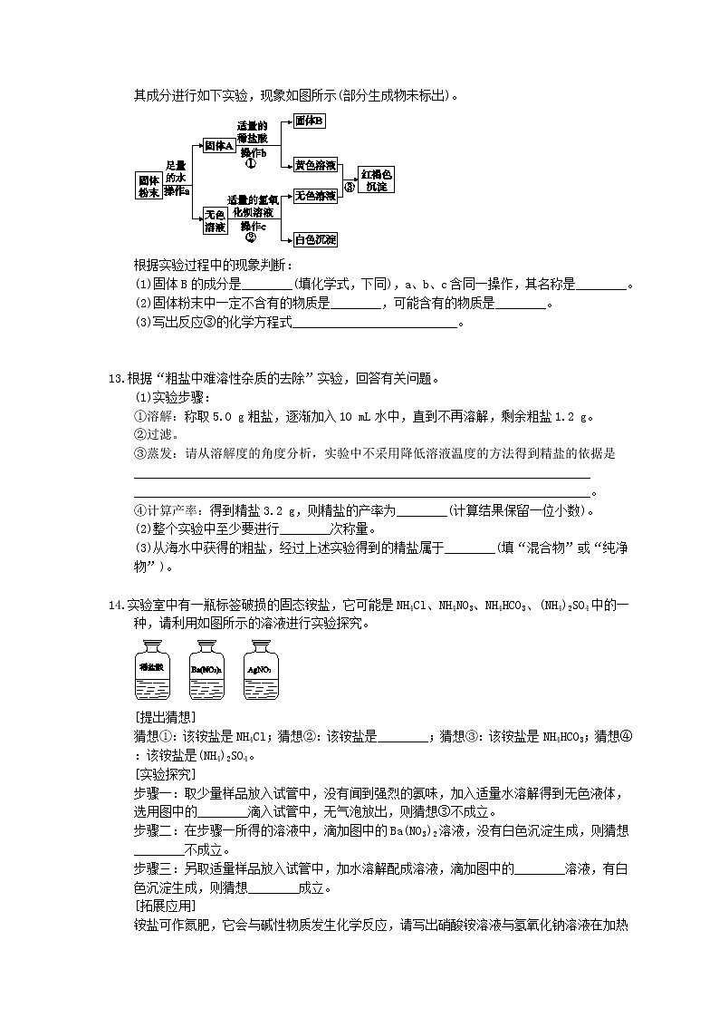 2021年中考化学一轮复习 课时训练 盐 化肥（含答案）03