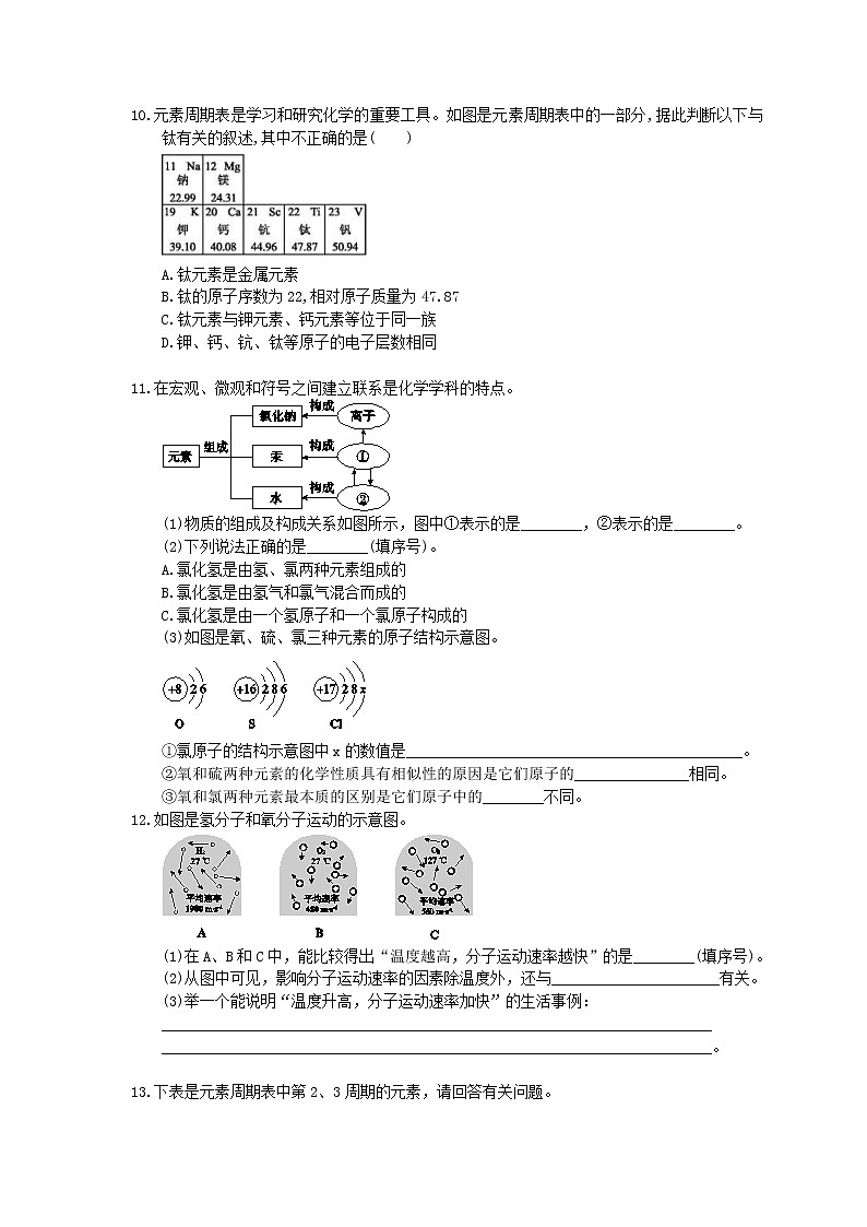 2021年中考化学一轮复习 课时训练 构成物质的微粒 认识化学元素（含答案）03