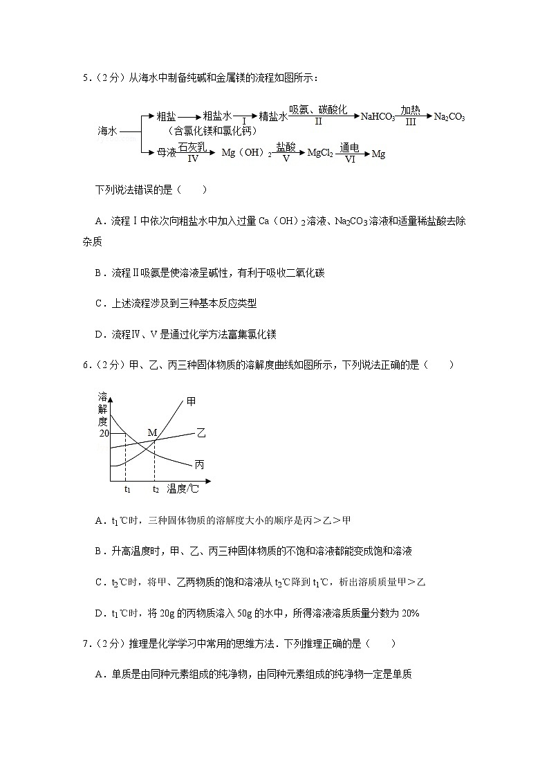 2020年四川省绵阳市中考化学二模试卷合集02
