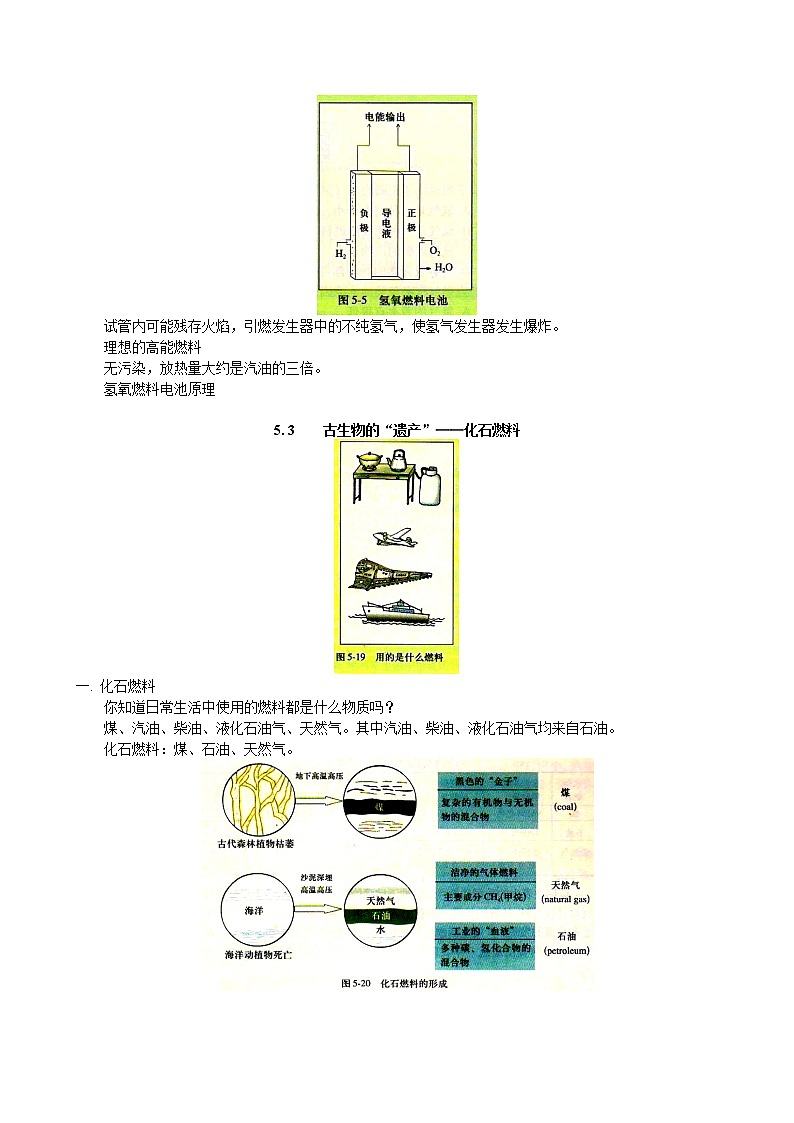 5.1洁净的燃料氢气5.3古生物遗产化石燃料 教案03