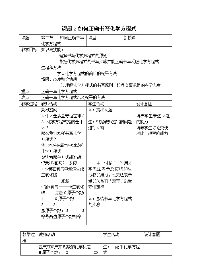 课题2 如何正确书写化学方程式101
