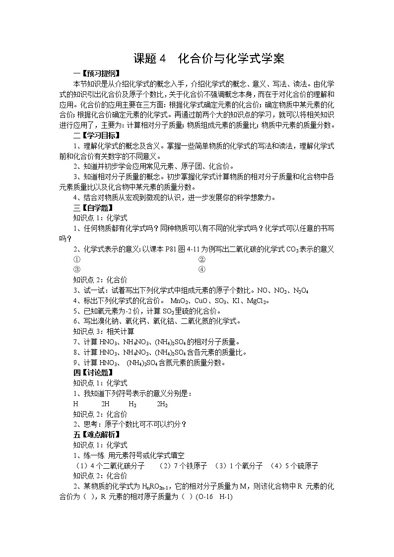 4.4 化学式与化合价 学案301