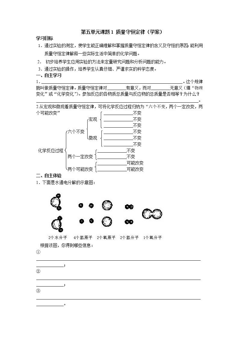 5.1 质量守恒定律 学案101