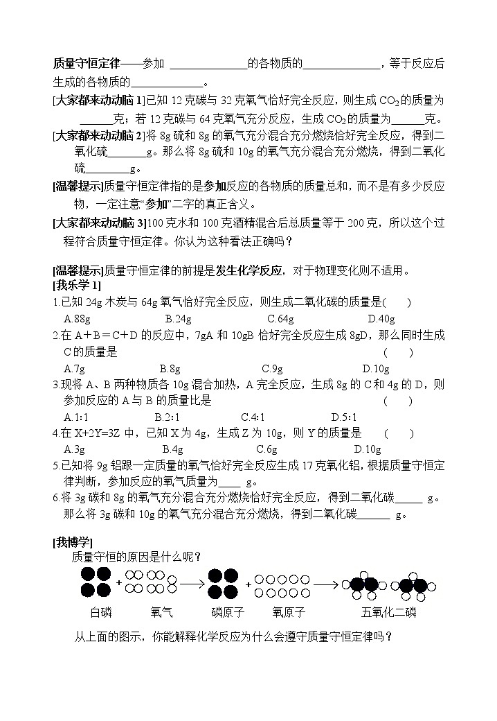 5.1 质量守恒定律 学案2第2页