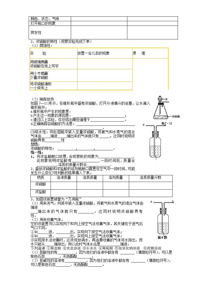 10.1 常见的酸和碱 学案202