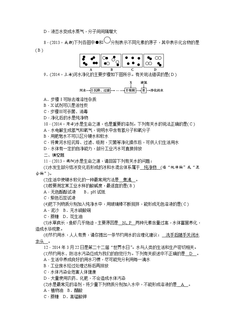 2015中考年化学考点跟踪：第7讲 水 教案02