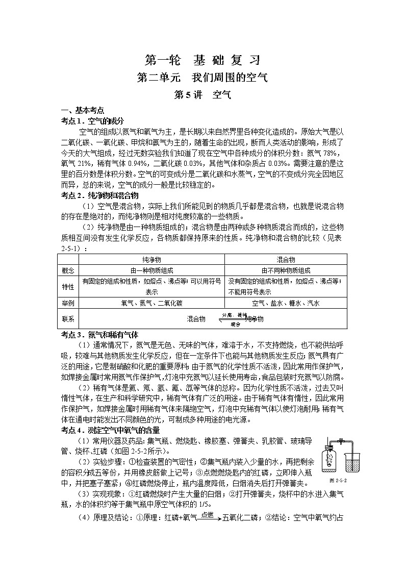 2010年中考化学一轮复习第二单元基础知识 教案01