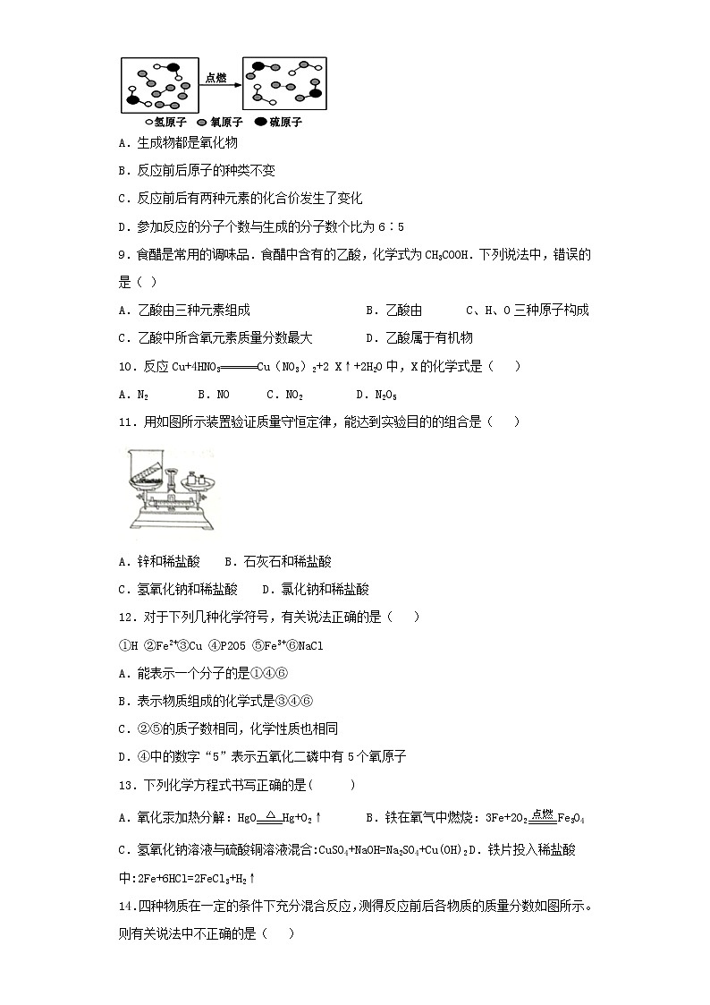 人教版化学九年级上册第五单元《化学方程式》 测试题02
