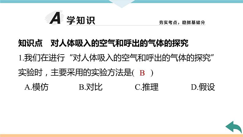 1.5.课题2  第2课时　对人体吸入的空气和呼出的气体的探究+作业课件05