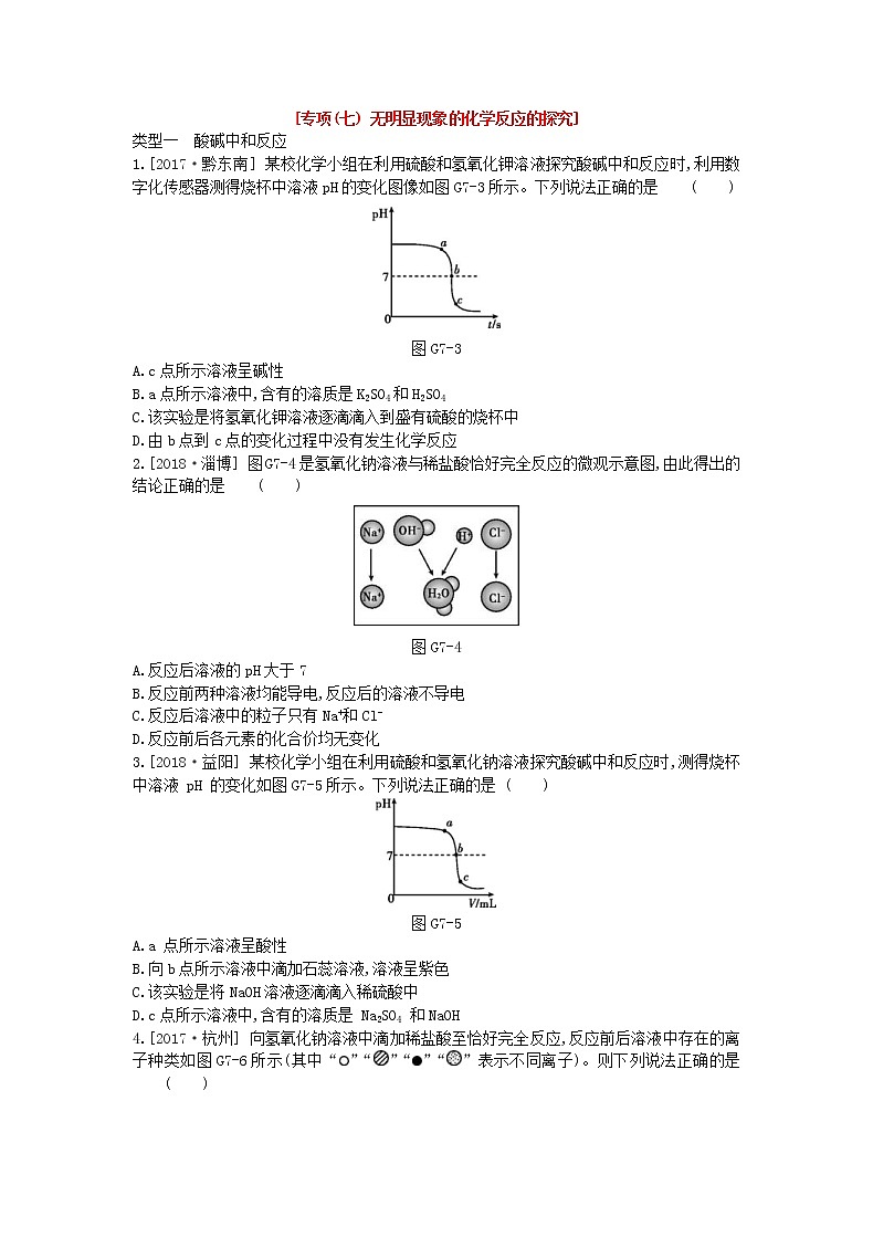 (河北版)2019年中考化学复习第一篇基础过关篇 专项七《无明显现象的化学反应的探究》练习 (含答案)01