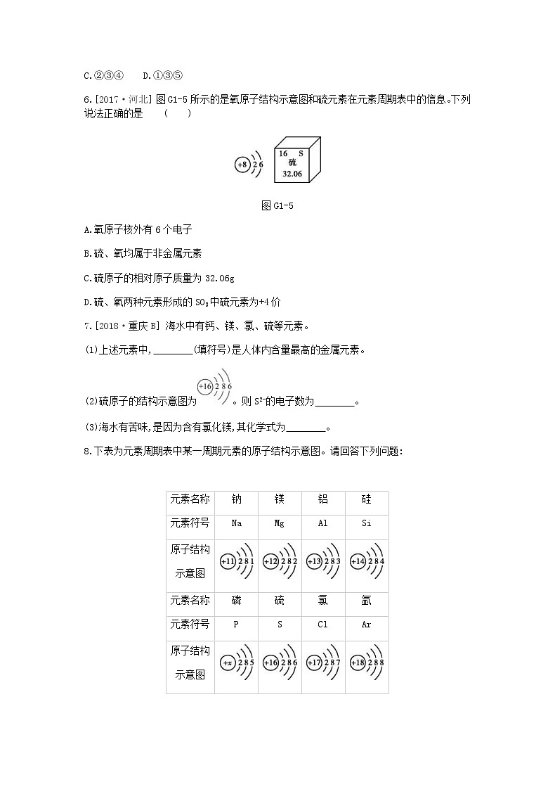 (河北版)2019年中考化学复习第一篇基础过关篇 专项一《化学用语》练习 (含答案)02