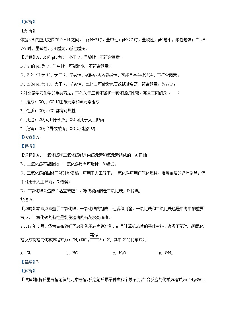 黑龙江省牡丹江、鸡西地区朝鲜族学校2020年中考化学试题（解析版）03