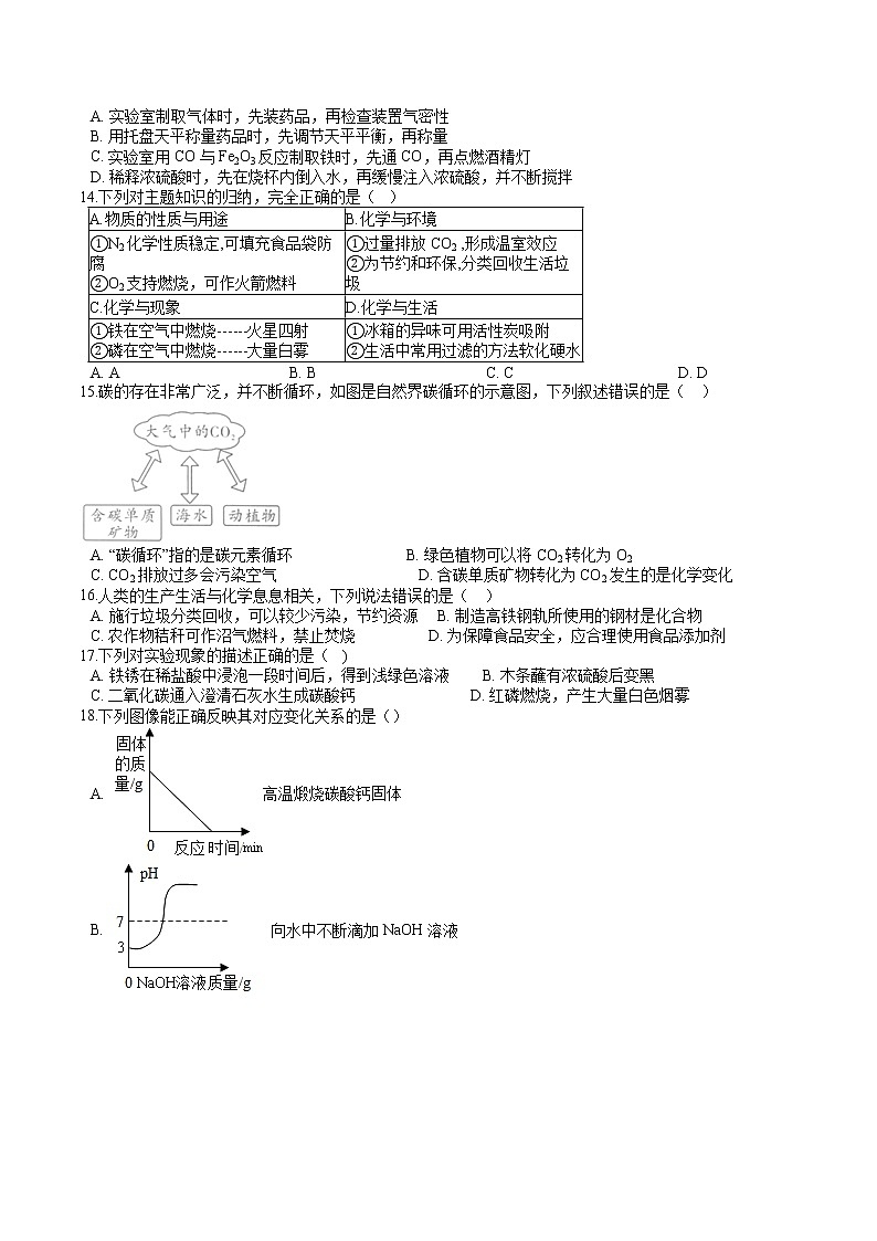 人教版初中化学中考专题练——选择题（1）第3页