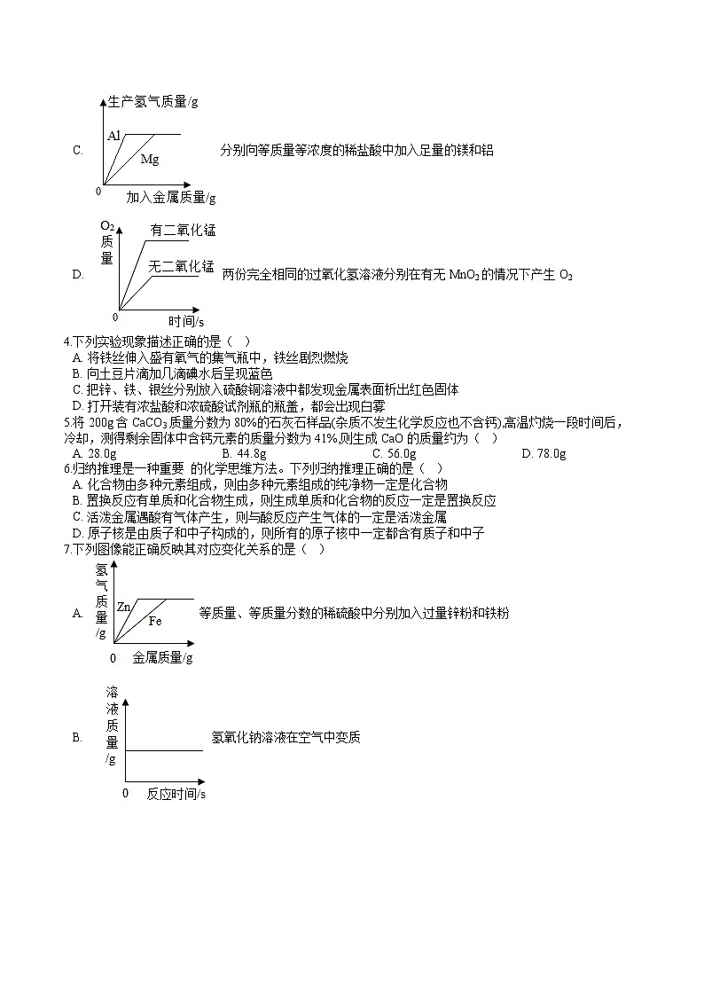 人教版初中化学中考专题练——选择题（2）02