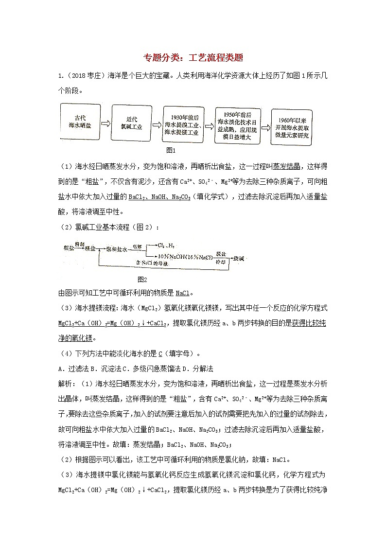 2018年中考化学真题分类汇编《工艺流程1》(含解析)01