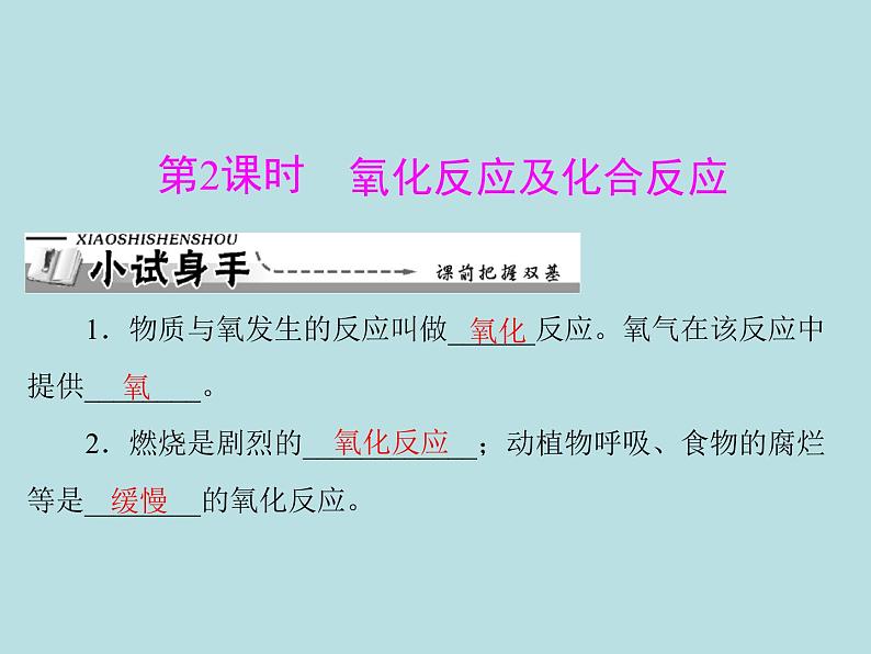 第二单元 课题2 第2课时 氧化反应及化合反应 同步练习课件（含答案）01