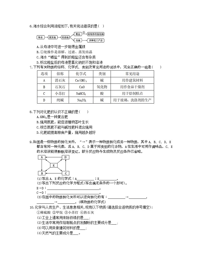 2021年中考化学一轮复习 单元课时练习11《盐 化肥》(含答案)第2页