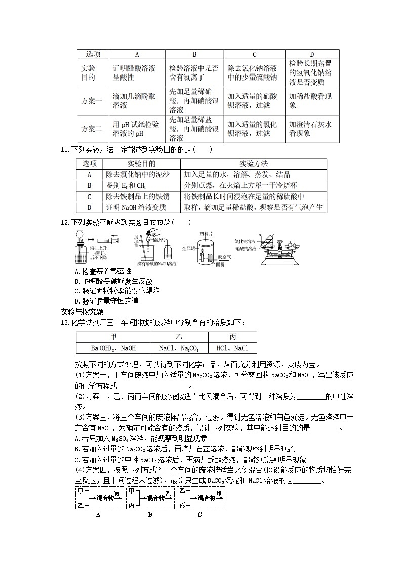 2021年中考化学一轮复习 单元课时练习15《实验探究和设计》(含答案)03