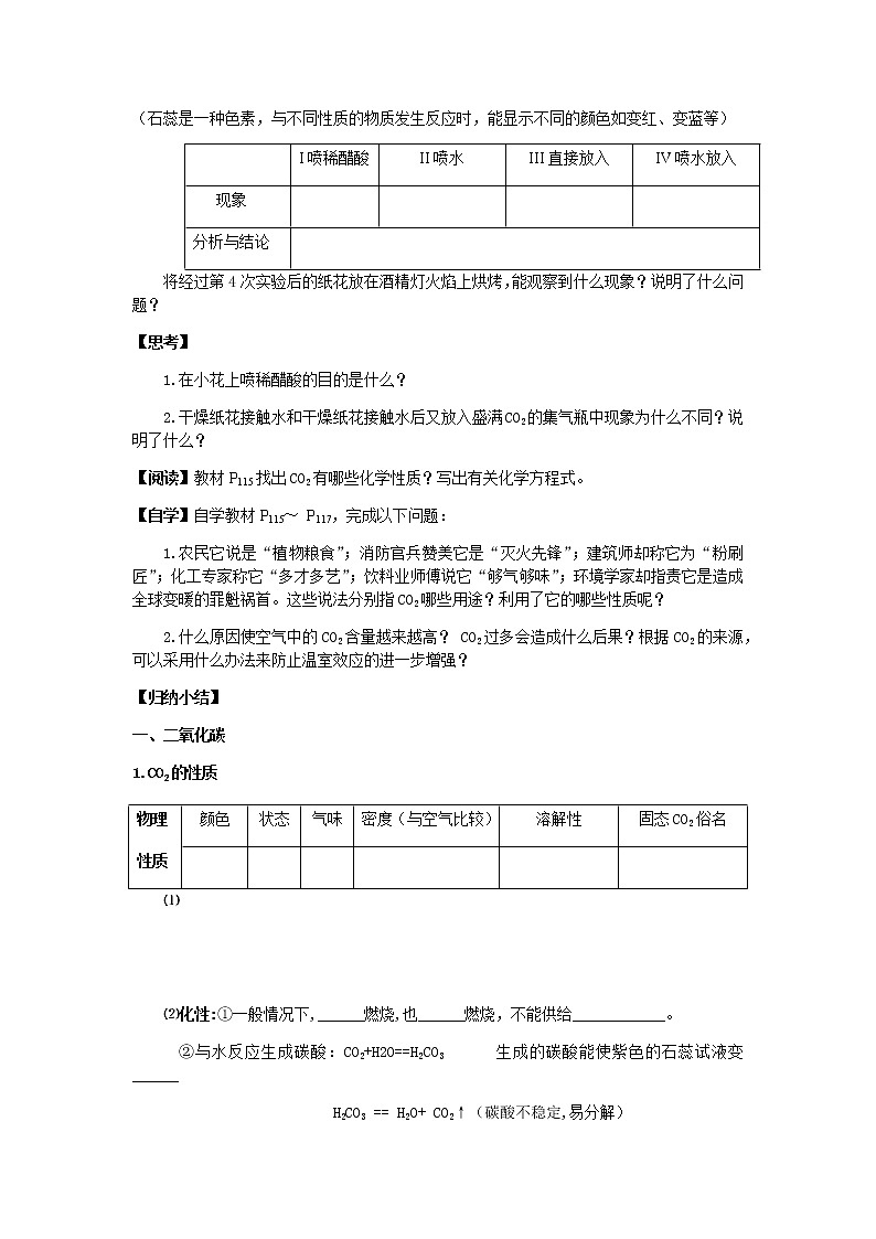 2020-2021学年度人教版九年级上学期化学学案（Word版）课题3 二氧化碳和一氧化碳02