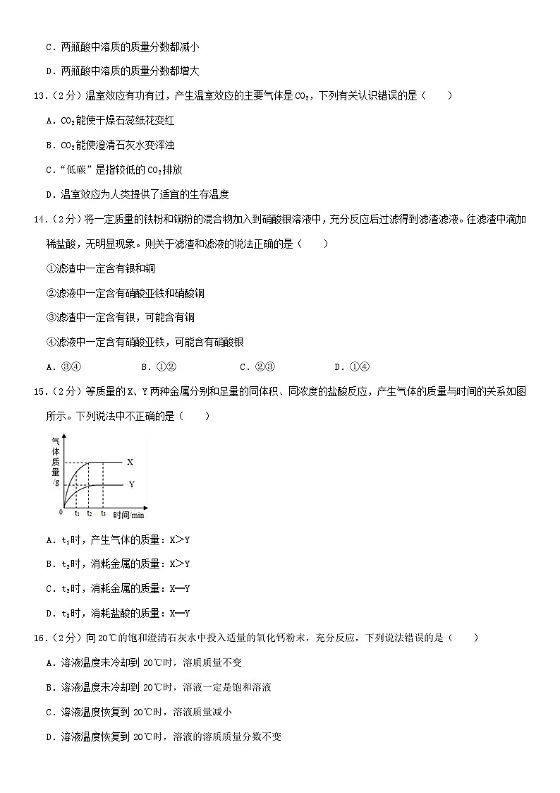重庆市万州二中2020年中考化学一诊试卷含解析03