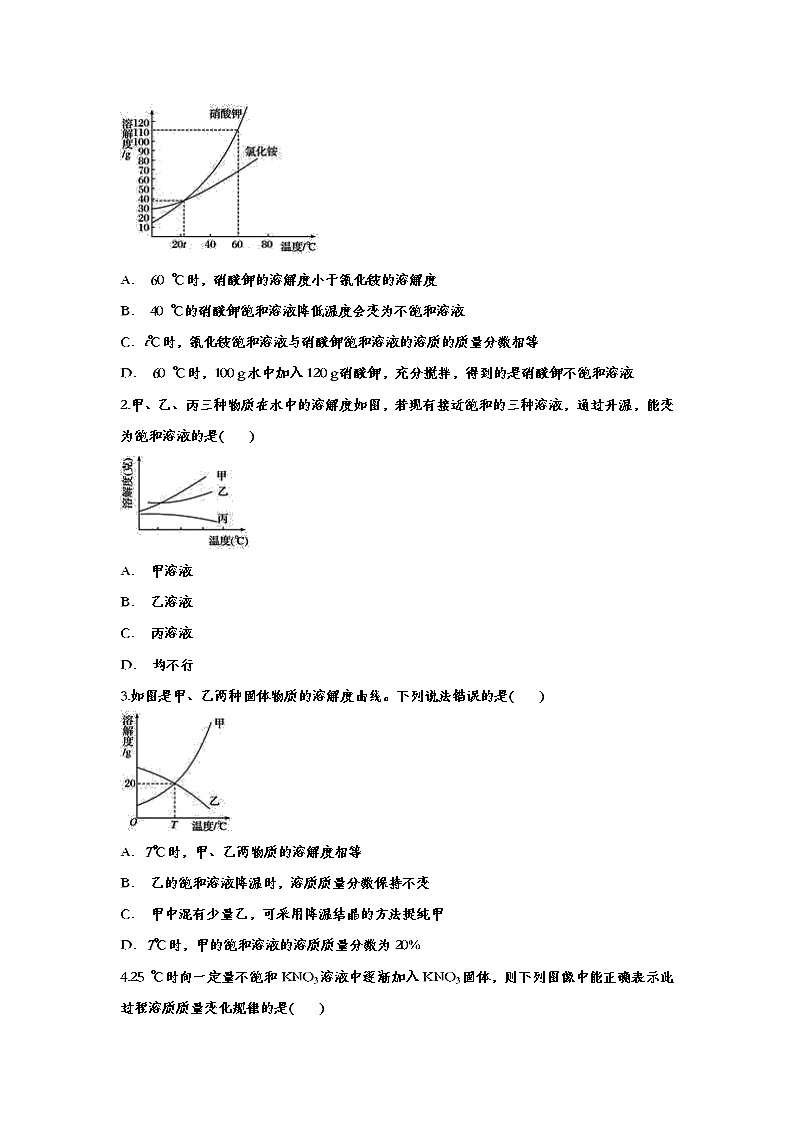 备战2020中考化学知识点强化训练——专题三十一：溶液03