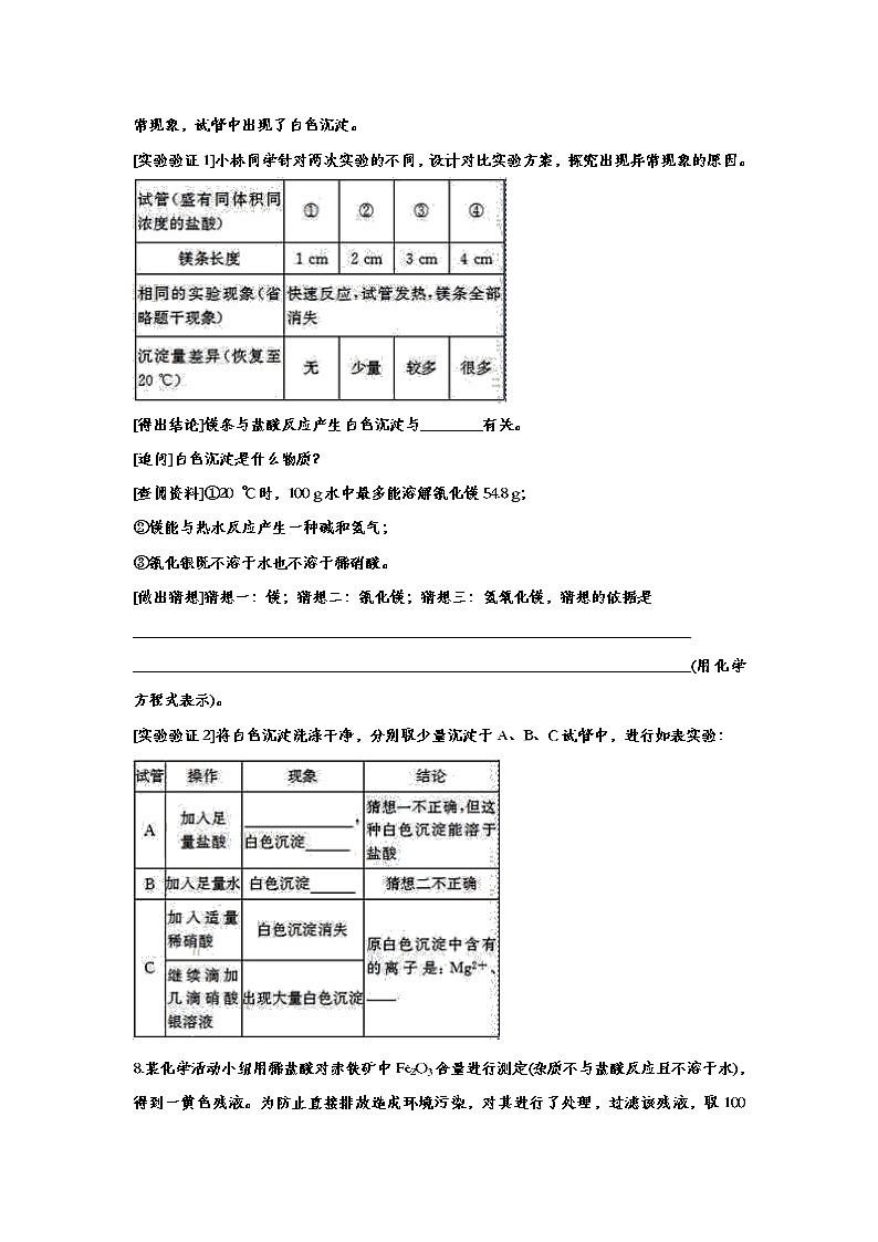 备战2020中考化学知识点强化训练——专题十三：酸与碱03