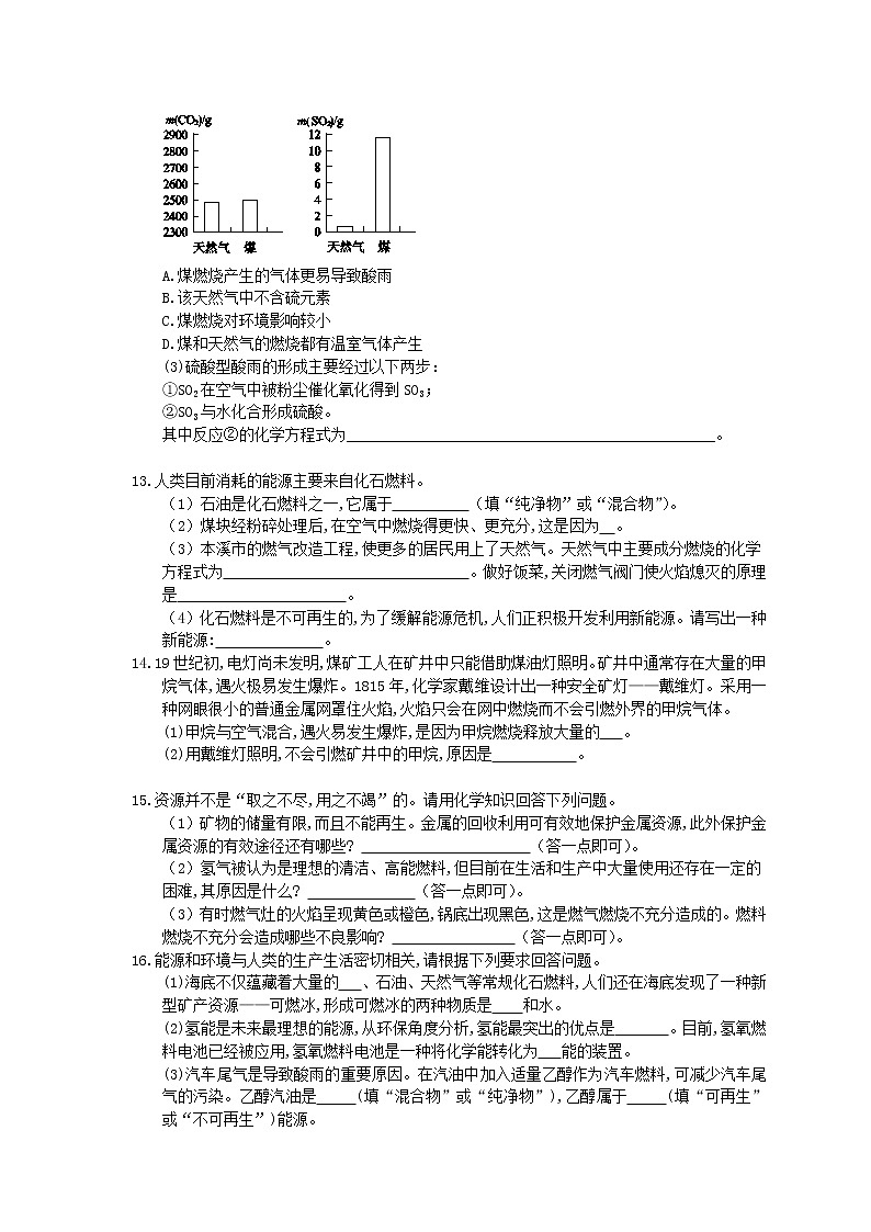 2021年中考化学一轮刷题：15《燃料能源和环境》(含答案)03
