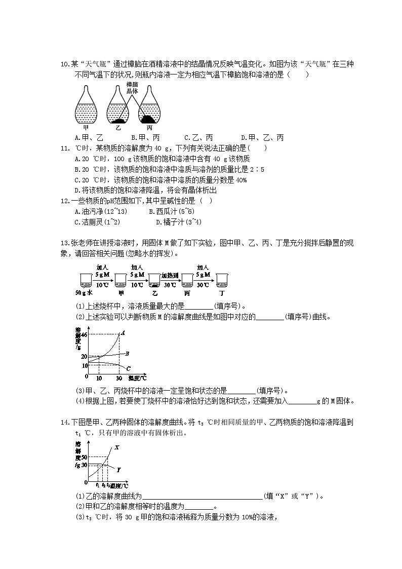 2021年中考化学考点精炼10《溶解度》(含答案) 试卷03
