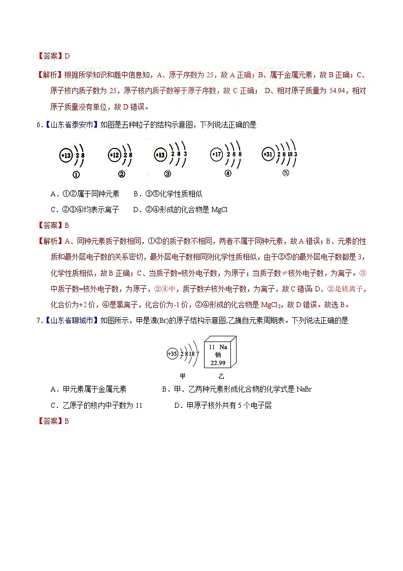 专题06 组成物质的元素和微粒-2年中考1年模拟备战2021年中考化学精品系列（解析版）第3页