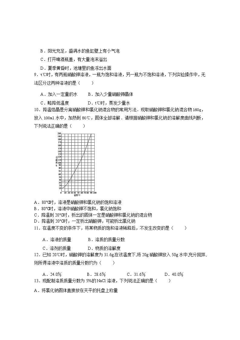 单元复习 人教版第九单元 溶液 单元复习测试题 (2)02