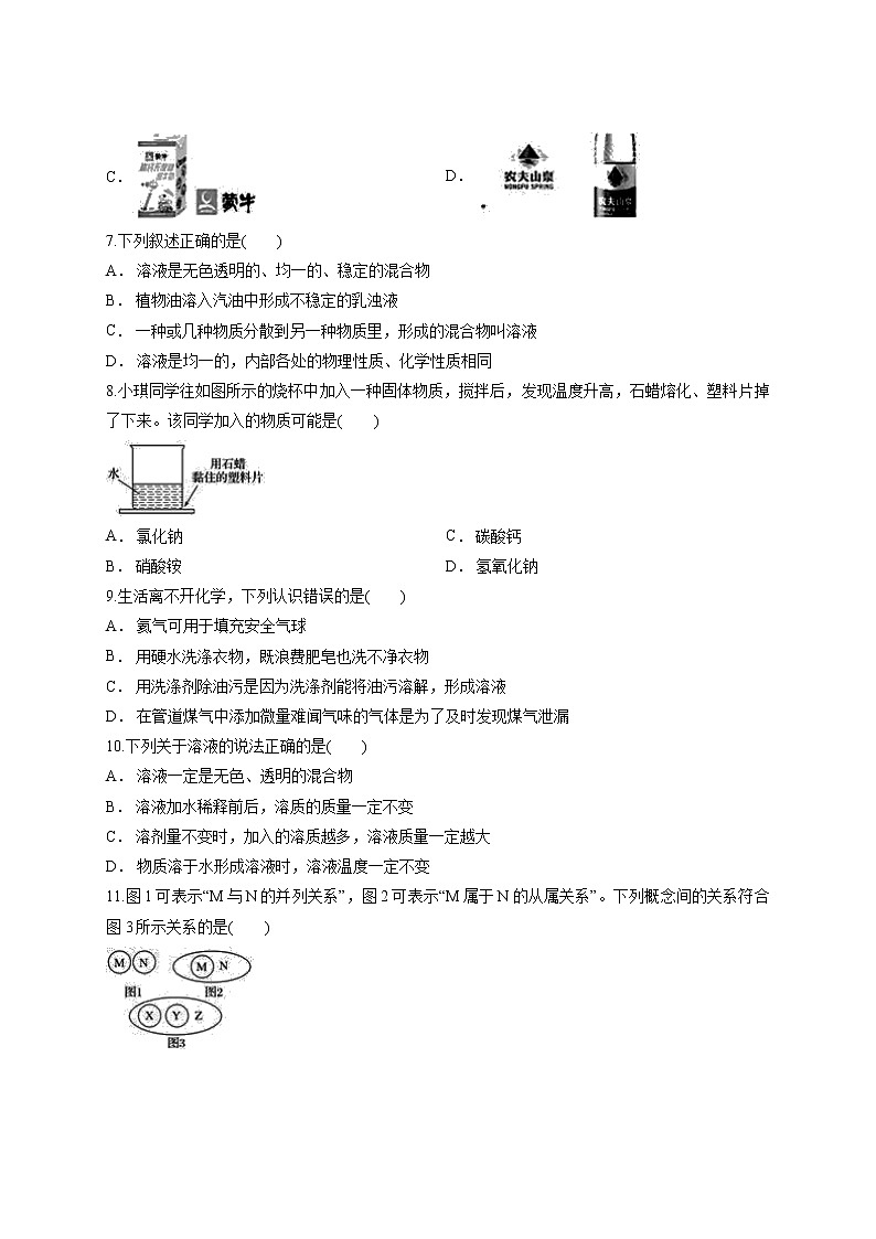 人教版初中化学九年级下册第九单元溶液  测试卷02