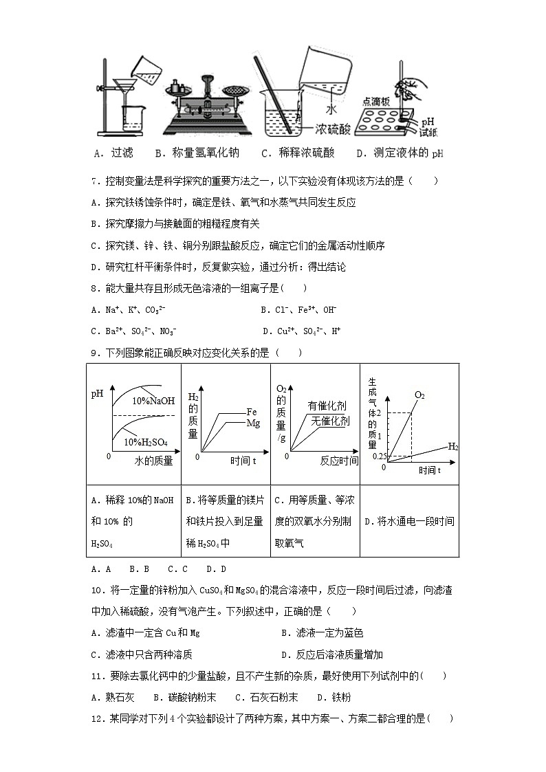 人教版初中化学九年级下册第10单元酸和碱测试题02