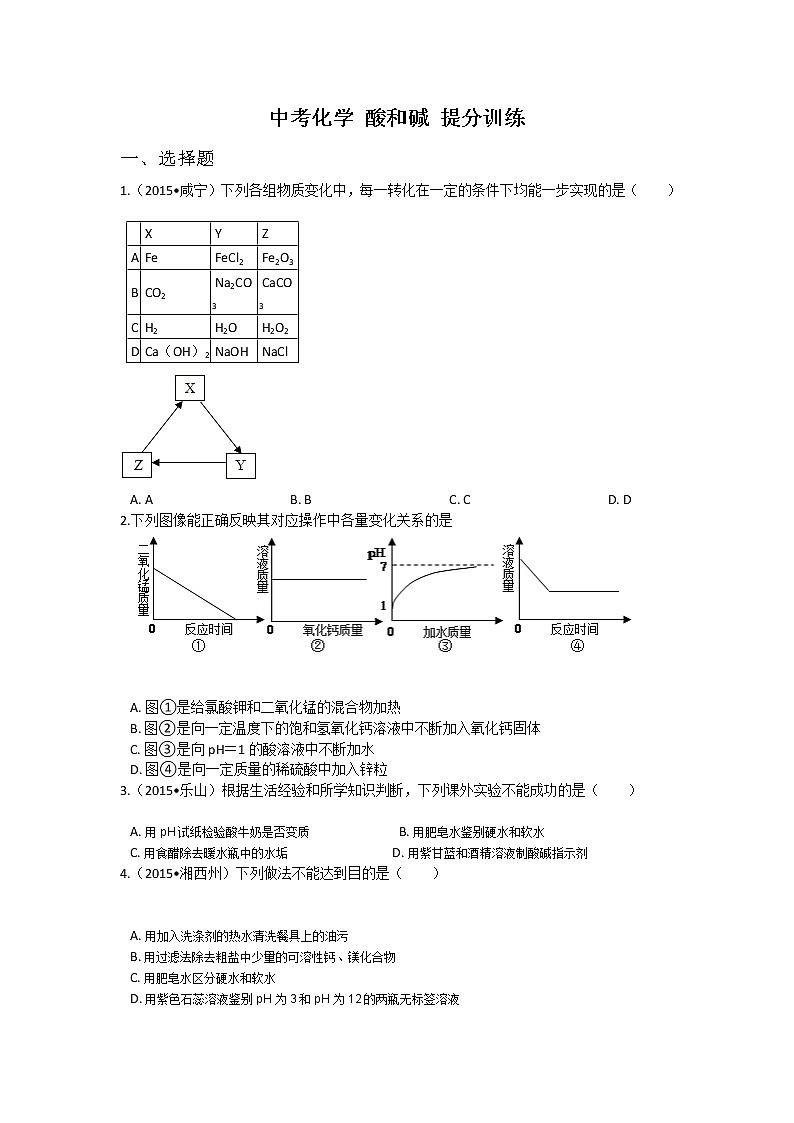 中考化学 酸和碱 提分训练01