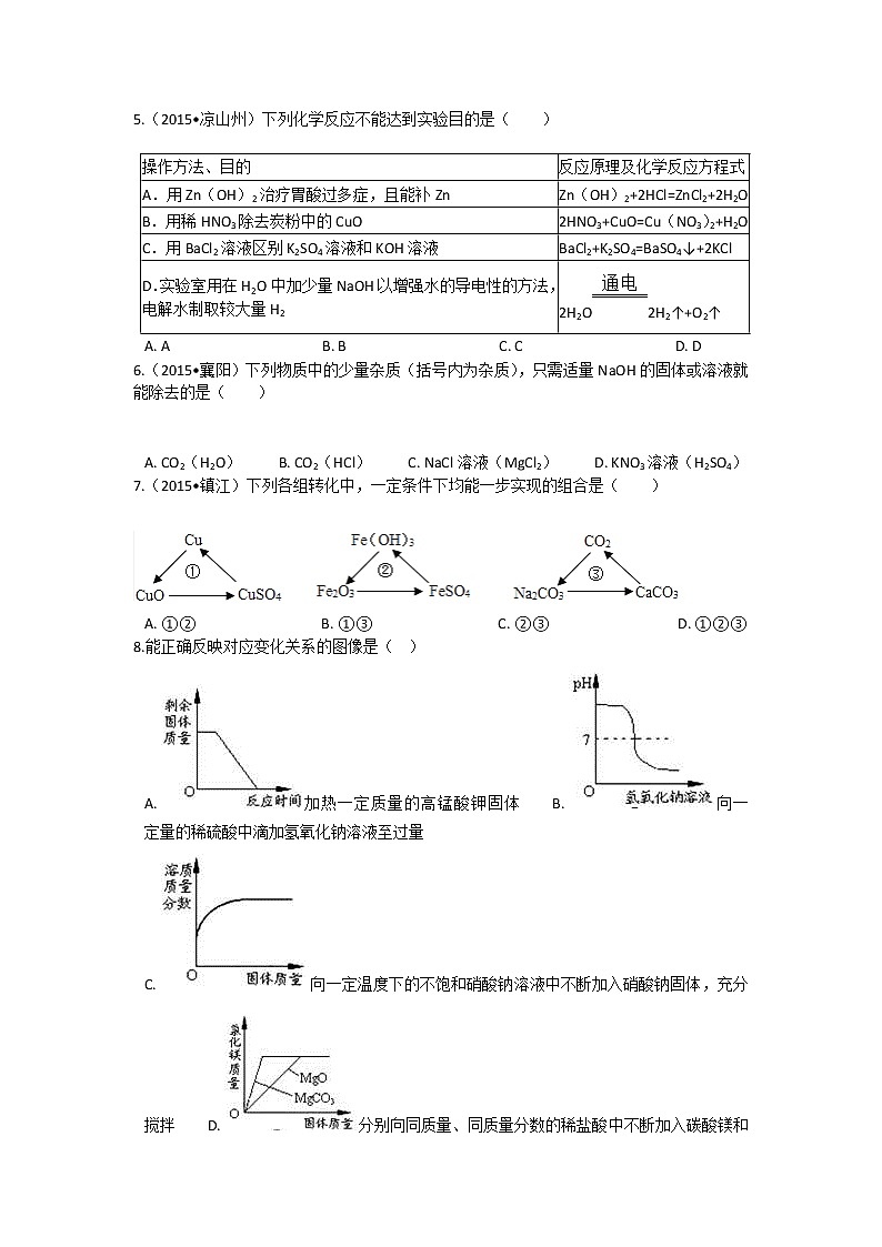 中考化学 酸和碱 提分训练02