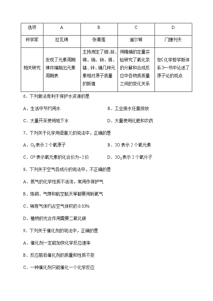 南京市秦淮区2020-2021学年度第一学期九年级化学期中质量监测卷02