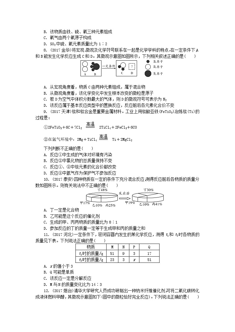 中考化学复习训练：13质量守恒定律化学方程式02