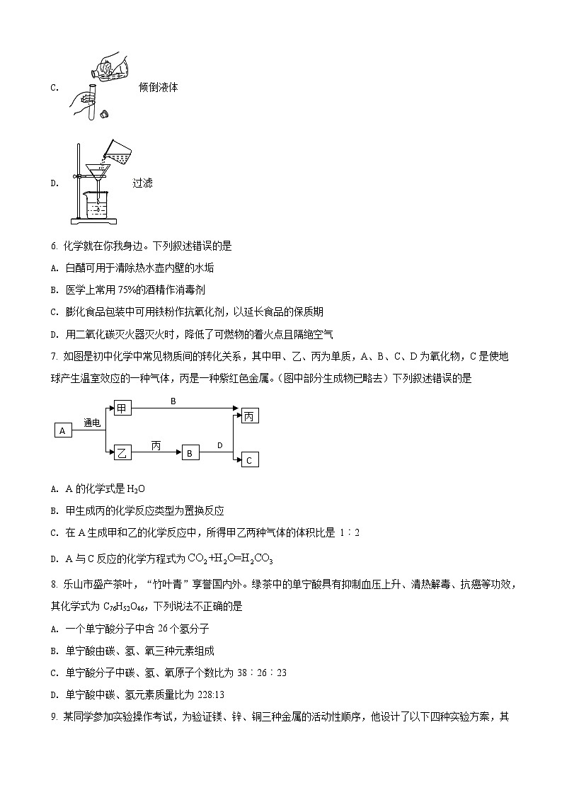 2020年中考真题精品解析 化学（四川乐山卷）精编word版02